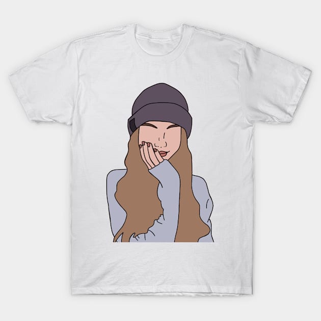 RELAXED GIRL BEANIE T-Shirt by LINEART BY ME